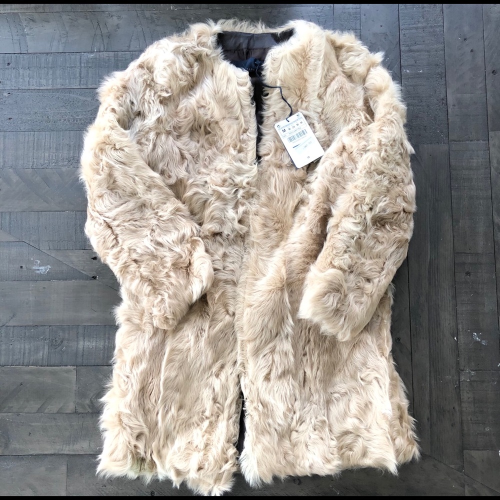 SOLD 🚫 NWT Zara 100% lambskin coat